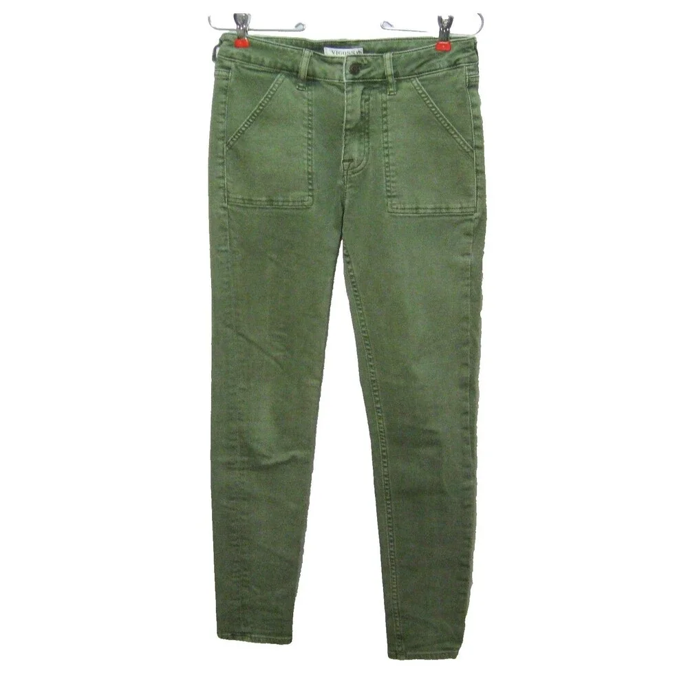 Vigoss Green Jeans Womens Marley Mid Rise Skinny Denim Pants 4 Pockets Zip Fly